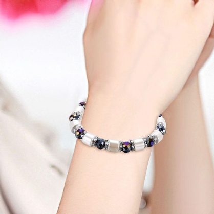 Retro Svart Gallesteinsperler Armbånd Vintage Ovale Uregelmessige Unisex Armbånd Etniske Smykker