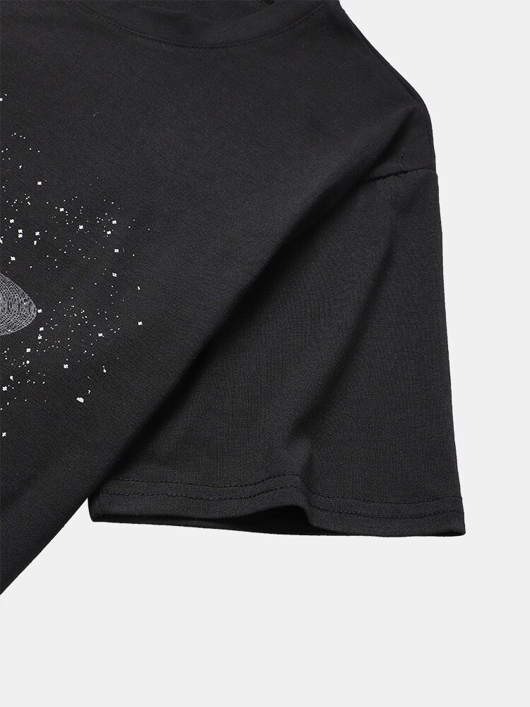 Herre Planet Grafisk Trykk O-hals Casual 100% Bomull Kortermet T-skjorte