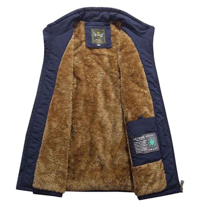 Mens Mutil Pockets Outdoor Fleece Liner Thickened Warm Vest