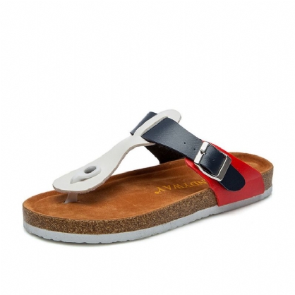 Comfy Soft Beach Toe Post Spenne Strap Slide Flat Flip Flops Cork Sandals