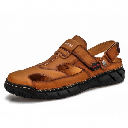 Herre Leather Comfy Non Slip Hand Stricing Soft Sole Casual Sandaler