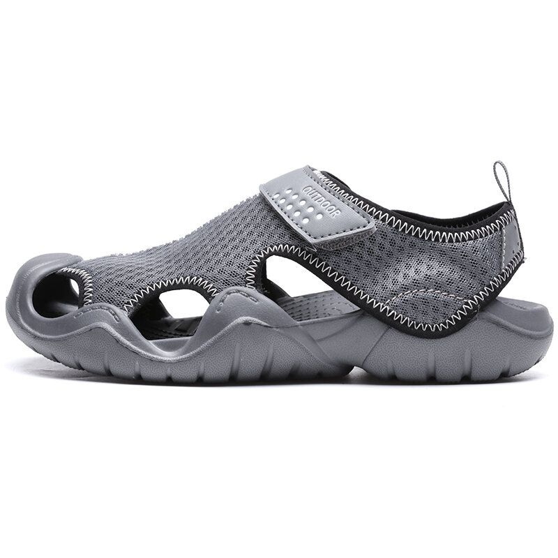 Menn Mesh Fabric Non Slip Hook Loop Closed Toe Casual Beach Sandals