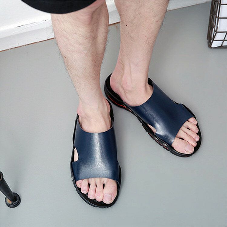 Menns Sommerstrand Casual Skinnsandaler Sko Som Svømmer Sklisikre Tøfler