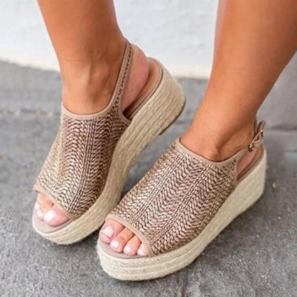 Stor Størrelse Peep Toe Weaving Platform Sandaler For Kvinner