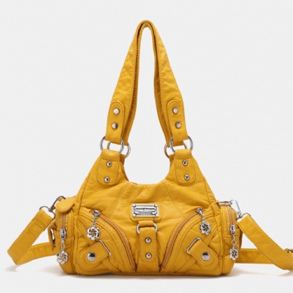 Angel Kiss Dame Pu Leather Vintage Multi-pocket Convertible Anti-theft Crossbody Bag Shoulder Bag Handbag