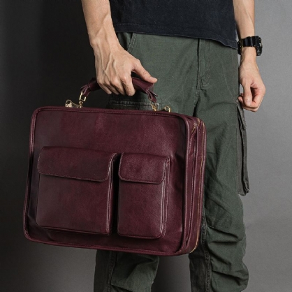 Menn Vintage Faux Leather Luxurious Handbag Messenger Bag