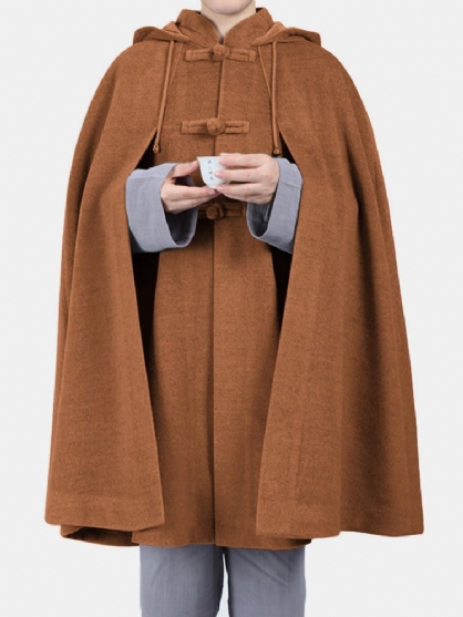 Herre Loose Casual Cape Hooded Top Coats Med Hette