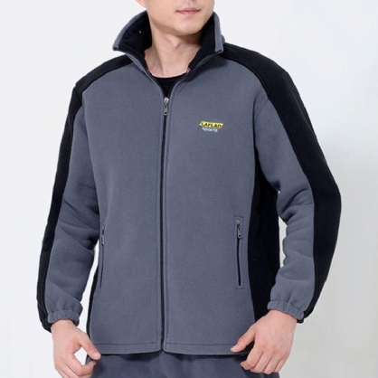Polar Fleece Outdoor Contrast Color Broderijakke For Menn