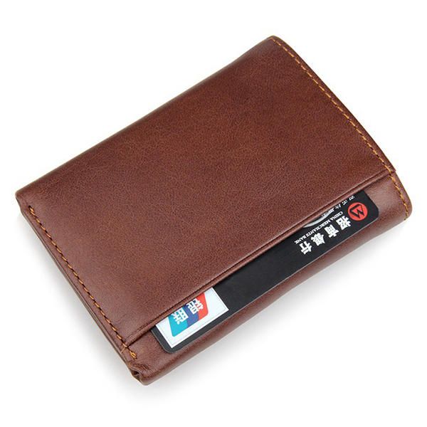 Rfid-blokkering Ekte Skinn Vintage Multi-kortspor Tredobbelt Lommebok For Menn