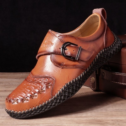 Menn Håndsøm Comfy Soft Sole Buckle Strap Casual Flats