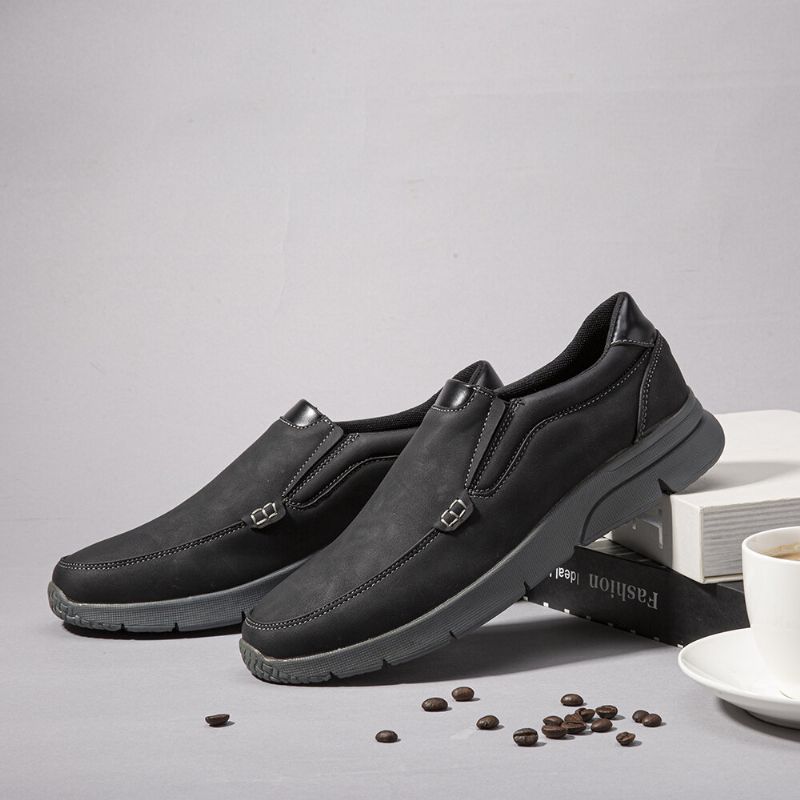 Menn Microfiber Leather Comfy Slip-on Business Casual Sko