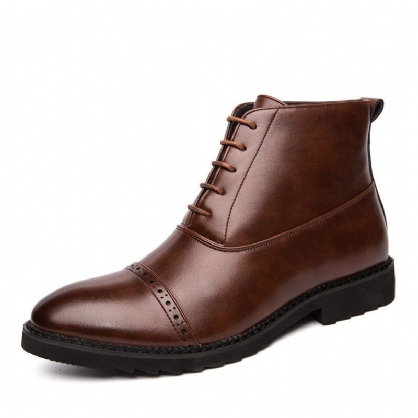 Menn Brogue Comfy Calm Lace Up Dress Business Casual Ankle Boots