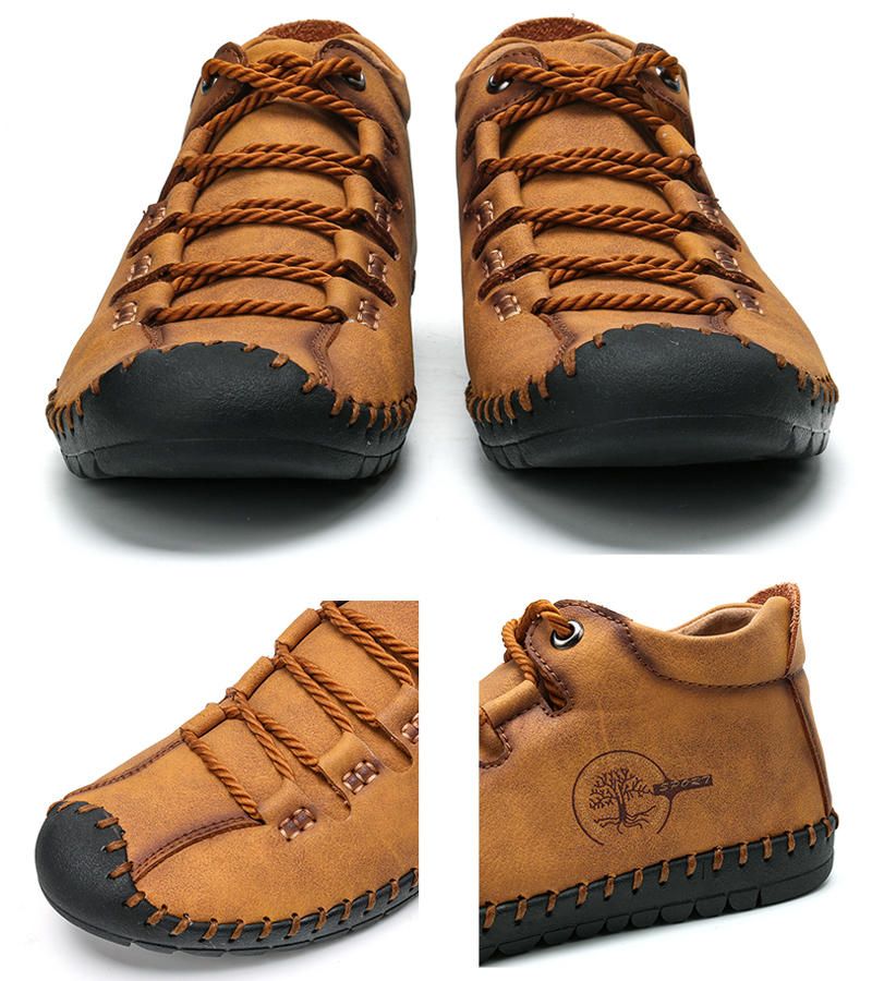 Microfiber Leather Casual Hand Stitching Soft Business Ankel Boots
