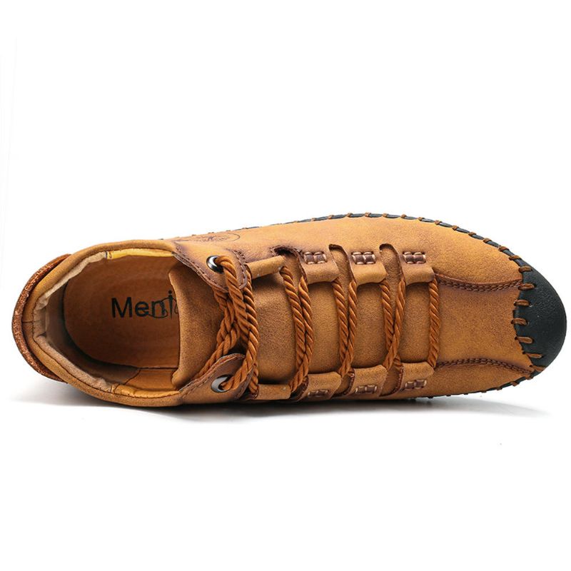 Microfiber Leather Casual Hand Stitching Soft Business Ankel Boots