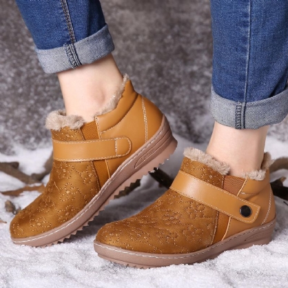 Varmt Pelsfôr Vanntett Lær Casual Ankel Snow Boots
