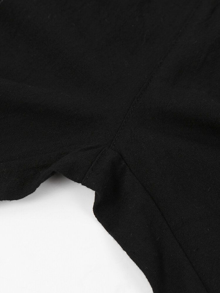 Bomull Herre Ensfarget Lomme Elastisk Midje Snor Casual Bukser