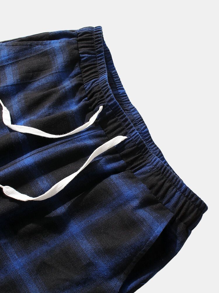Herre Plaid Casual Trekksnor Midje Jogger Midje Med Bungee Cords