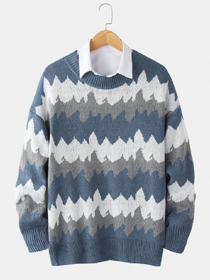 Herre Design Striped Warm Drop Shoulder Langermet Strikkede Gensere