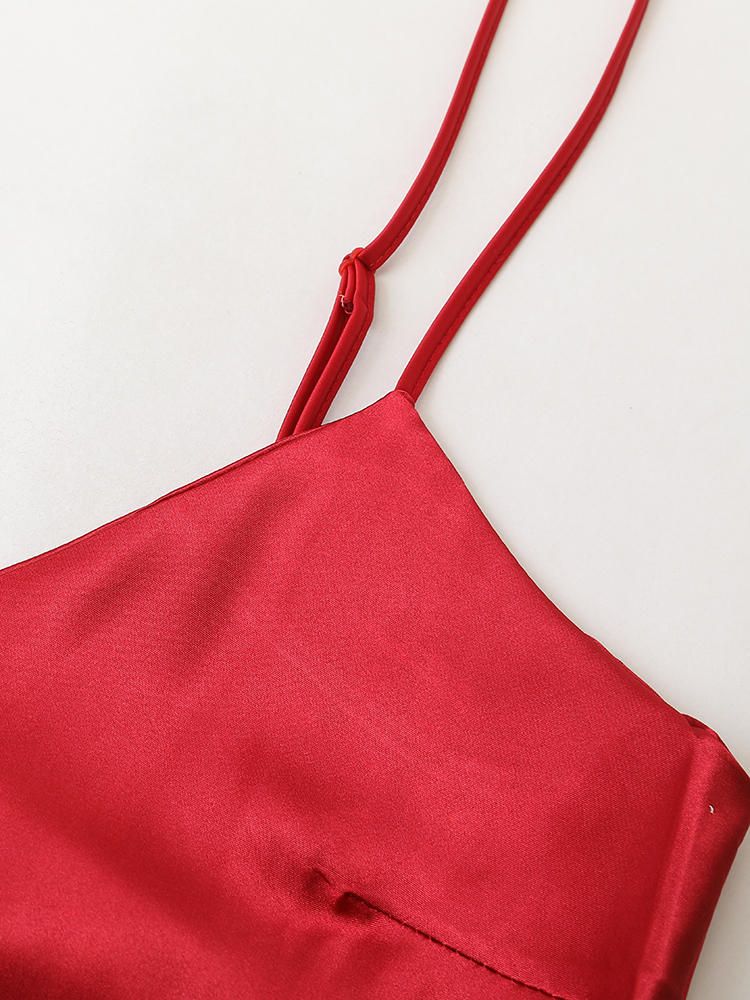 Hot Silky Spaghetti Straps Backless With Robe 2-piece Nightgown
