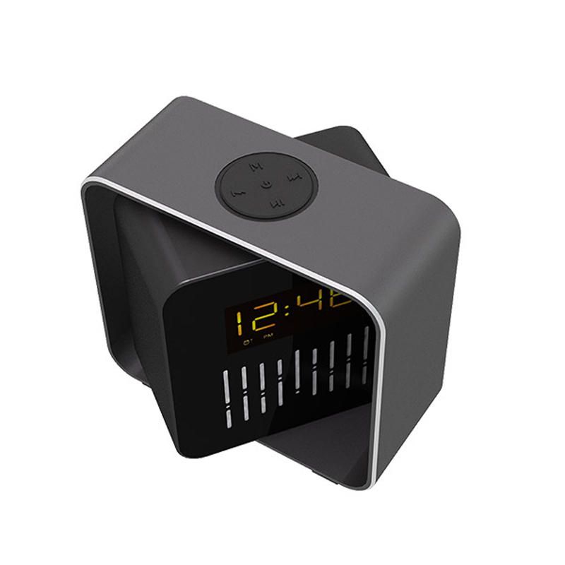 Usb-ladelampe Bt Tf Fm Bluetooth-høyttaler 360 Rotasjon Radio Alarm Clock
