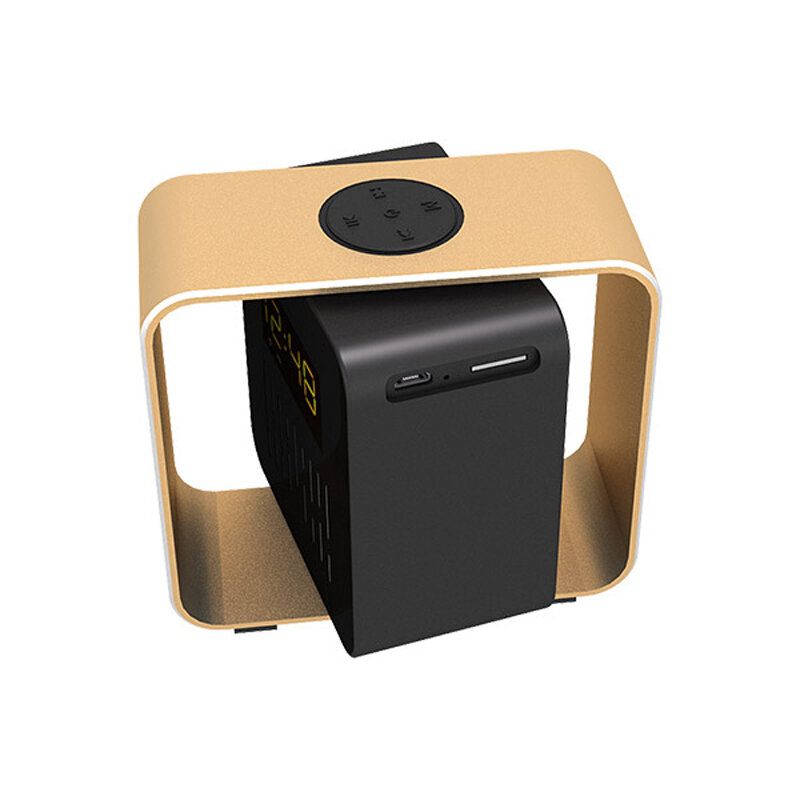 Usb-ladelampe Bt Tf Fm Bluetooth-høyttaler 360 Rotasjon Radio Alarm Clock