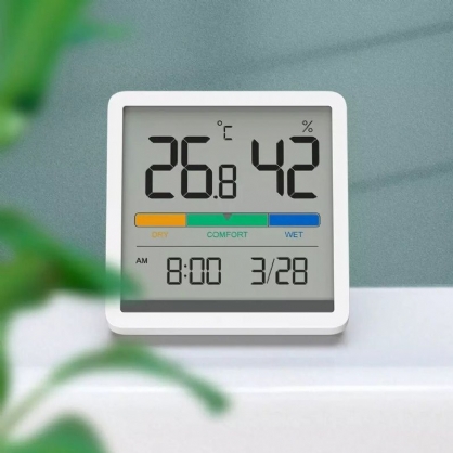 Xiaomi Miiiw Mute Temperatur Fuktighetsklokke Digital Hygrometer Vekkerklokke Innendørs Termometer Fuktighetsmonitor Smart Hjem Med 3.34 Tommers Stor Lcd-skjerm