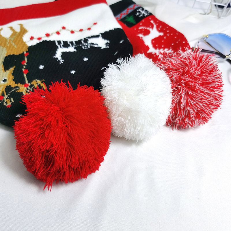Barn Voksen Ull Jacquard Varm Festlig Julelg Snømenn Mønster Strikket Hatt Beanie Med Lo Ball