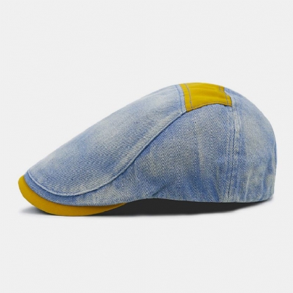 Menn Bomull Patchwork Stitching Gitter Casual Outdoor Sunshade Forward Hat Flat Hat Beret Hat