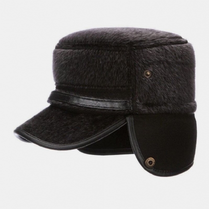 Menn Faux Mink Hair Thermal Warm Ear Protection Flat Hat Baseball Hat Dad Hat