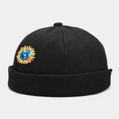 Unisex Bomull Solsikke Smil Jord Ferskenmønster Mote Kreativ Brimless Beanie Landlord Cap Skull Cap