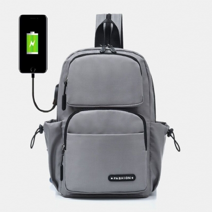 Menn Usb-lading Multi-carry Multi-layers Vanntett Crossbody Bag Brystpose Sling Bag Ryggsekk