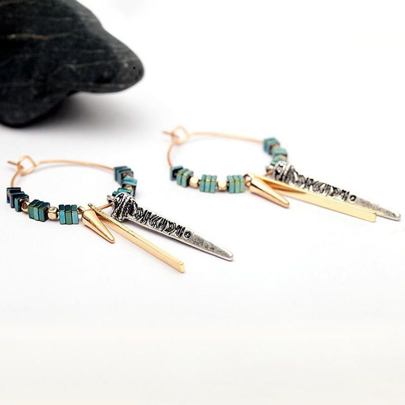 African Green Ore Texture Earrings Geometric Circle Ear Drop Earring For Dame
