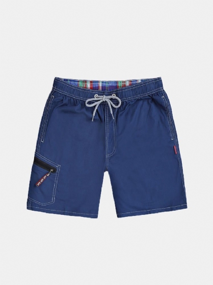 Multi Pocket Glidelås Snor Ensfarget Shorts