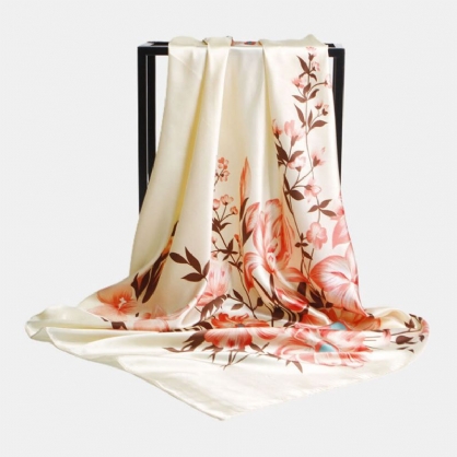 Kvinner 90 cm Imitasjon Silke Blomster Unikt Kreativt Mønster Elegant Flerbruks Hold Varmt Firkantet Skjerf Sjal