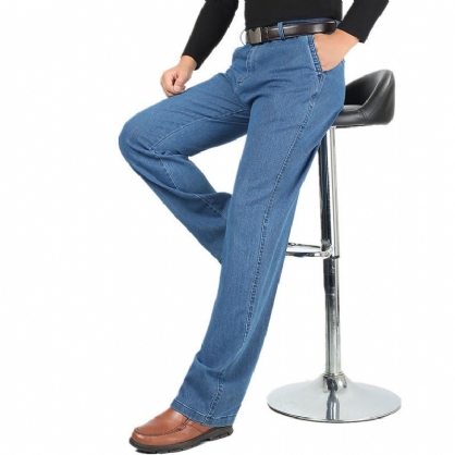 Summer Thin Business Casual Straight Leg Elastic Jeans