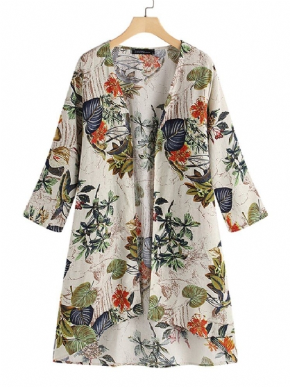 Kvinner Langermet Blomstretrykk Casual Skjorte Cardigans