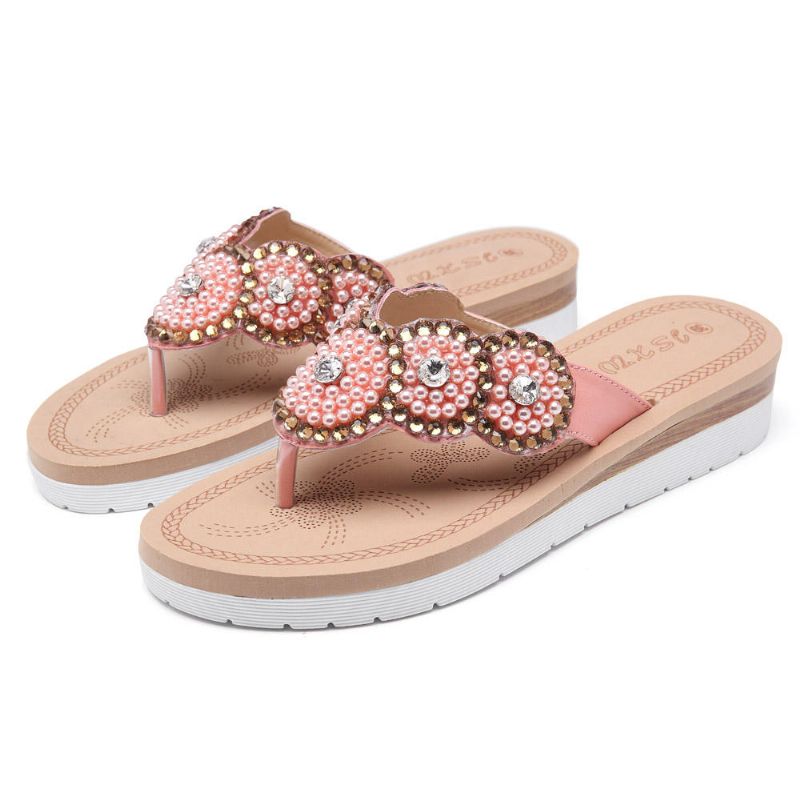 Bohemian Comfortable Casual Pearl Dame Beach Tøfler