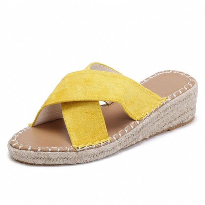 Wedge Damesko Cross Suede Casual Tøfler