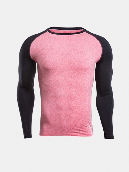 Herre Trening Fitness Hurtigtørking T-skjorte Tight Running Sport Langermede Topper