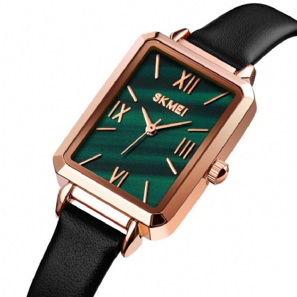1706 Textured Dial Ultra Thin Ladies Wrist Watch Fashionable Leather Band Quartz Watch