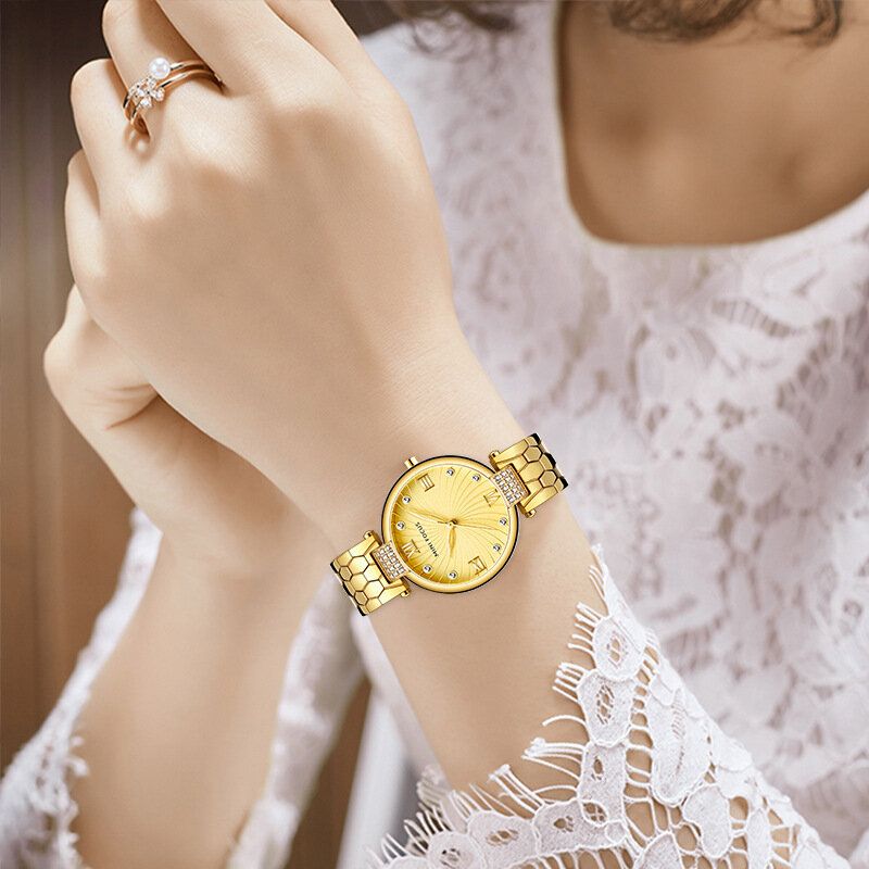 Mini Focus Mf0186 Full Steel Band Kvartsklokke Crystal Damer Armbåndsur