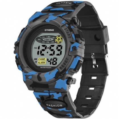 Synoke 9035 Barn Led Fargerik Lysende Kamuflasje Sport Digital Watch