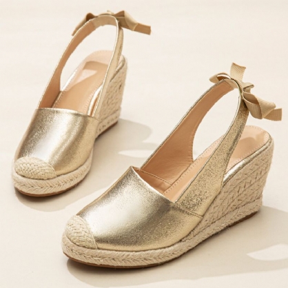 Stor Størrelse Kvinner Metallic Closed Toe Espadrilles Slingback Wedeges Sandaler