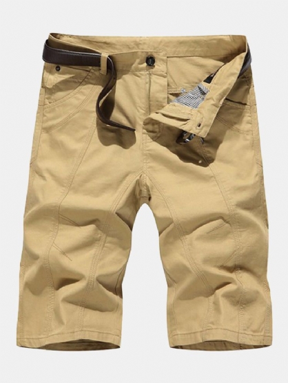 Ensfarget Strandshorts For Menn Mote Avslappet Slim Fit Knelang Sommerbukseshorts