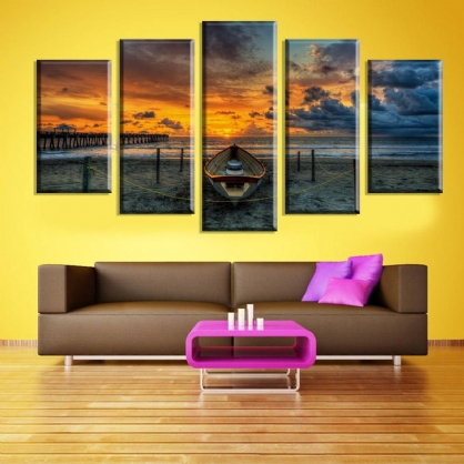 5 Cascade The Sea Sunset Canvas Veggmaleri Bilde Hjemmedekorasjon Uten Ramme Inkludert Insta