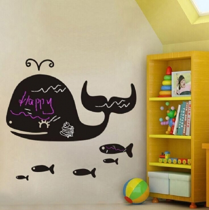 Cartoon Whale Blackboard Stickers Diy Removable Wall Stickers Kids Room Nursery Home Decor