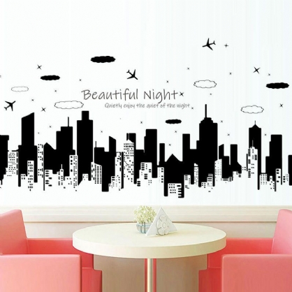 Fx82040 Starry Night City Vakker Nattveggklistremerke Moderne Kreativt Dekorasjon Til Hjemmet Kunst Bakgrunns Klistremerker