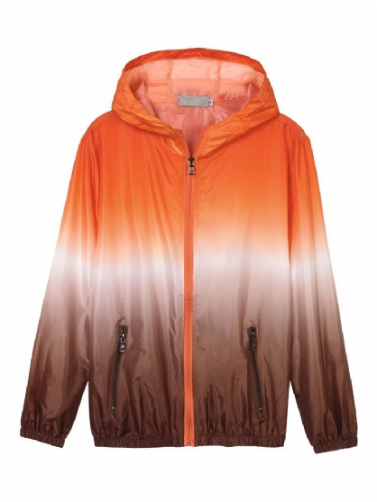 Casual Kvinner Hooded Gradient Sport Solbeskyttelsesfrakk