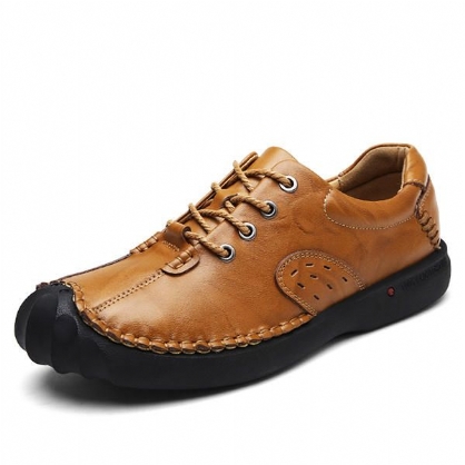 Menn Myke Håndsømmer Anti Collision Toe Ekte Skinn Komfortable Oxfords Sko