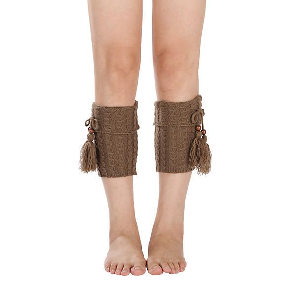 Kvinner Twist Strikket Knee Short Boot Strømper Ben Varmere High Boot Strømper Flens Hekle